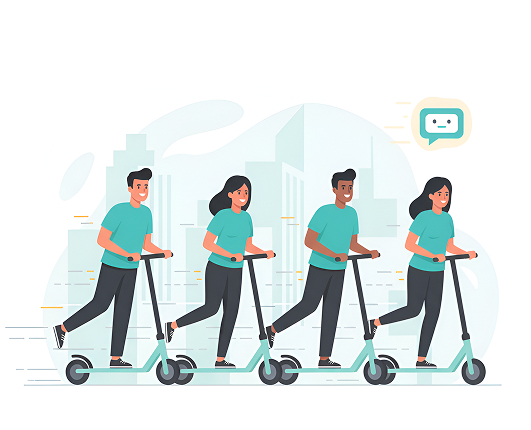 Team moving fast illustration